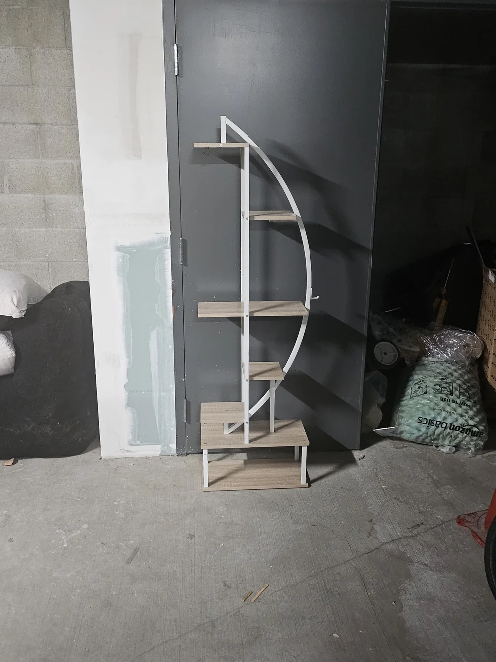White and Natural Wood Wall Shelf - Modern Corner Display